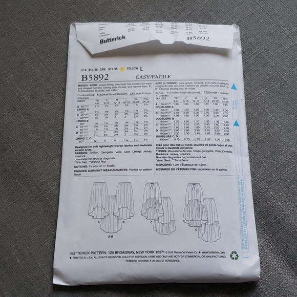 Butterick B5892 Sewing Pattern Women's Skirt - Picture 5 of 11
